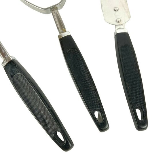 Ekco Kitchen Utensil Lot of 3 Ladle Masher Spreader Stainless Steel Black Handle - Picture 2 of 4
